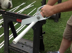 Cut the PVC pipe on your marks.  Be sure to use a saw made for cutting PVC.